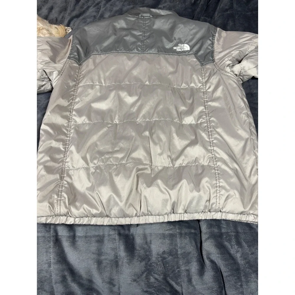 The‎ North Face Puffer Jacket Gray Silver Men's Size Large Insulated Full Zip